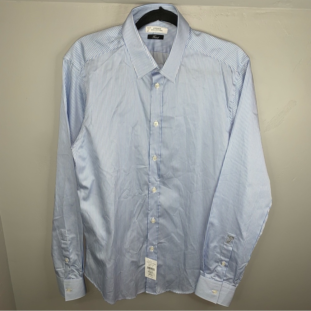 Gianni Versace Collection Camicia Trend Stripe Long Sleeve Dress Shirt